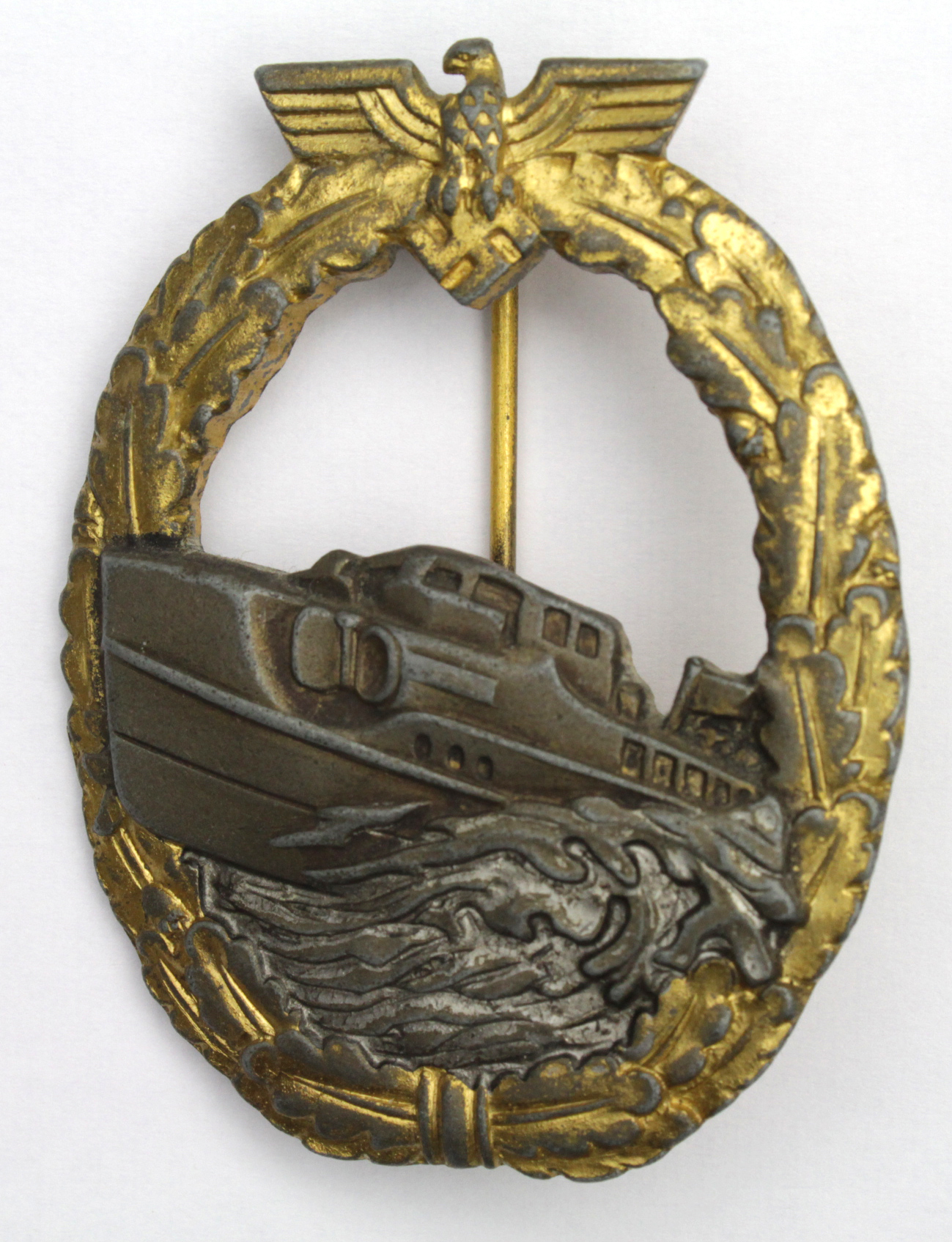 German Kriegsmarine E-Boat badge 1st type, plain reverse
