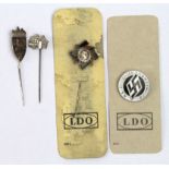 German stick pins, 3x and a lapel badge.