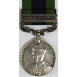 IGS GV with North West Frontier 1930-31 clasp, naming neatly erased.