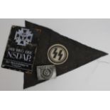 German WW2 Der Reichsfuhrer NSDAP enamel plaque with SS pennant and SS belt buckle.