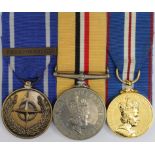 Group mounted as worn - NATO Medal with Former Yugoslavia clasp, Iraq Medal 2004 no clasp named (