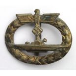 German Kriegsmarine U-Boat badge, maker marked