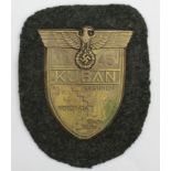 German Kuban Battle shield on Luftwaffe backing cloth
