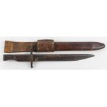 Bayonet WW1 scarce Canadian Ross in its correct leather scabbard.