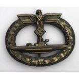 German U-Boat war badge, Schwerin maker marked