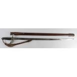 Royal Artillery GV Sword with leather scabbard, by Fenton Brothers Sheffield, Sword Cutlers to the
