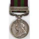 India Medal 1896 with Punjab Frontier 1897-98 clasp named to 3957 Lce Corpl A Bevan 1st Bn Som Lt