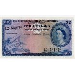 British Caribbean Territories 2 Dollars dated 2nd January 1958, portrait Queen Elizabeth II at