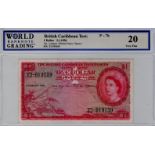 British Caribbean Territories 1 Dollar dated 3rd January 1956, portrait of Queen Elizabeth II at