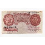 ERROR O'Brien 10 Shillings issued 1955, partial overprint front on back, serial U28Y 934812, (