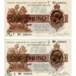 Warren Fisher 1 Pound (2) issued 25th July 1927, rarer Great Britain and Northern Ireland issue,