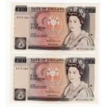 ERROR Somerset 10 Pounds (2) Error Notes issued 1984, a very scarce consecutively numbered pair with