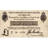 Bradbury 1 Pound issued 1914, serial R/27 64759 (T11.1, Pick349a) Fine+ to aVF
