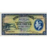 Bermuda 1 Pound dated 17th February 1947, portrait King George VI at right, serial B/7 881383, (