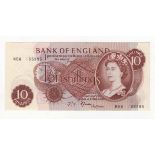 Fforde 10 Shillings issued 1967, rare FIRST RUN REPLACEMENT note, serial M56 155995, (B311,