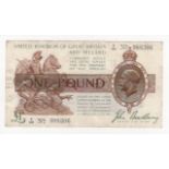 Bradbury 1 Pound issued 1917, scarce HIGHEST PREFIX C/100, serial C/100 988306, (T16, Pick351) a few