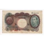 Barbados 1 Dollar dated 1st September 1939, portrait King George VI at right, serial B/E 429,042 (