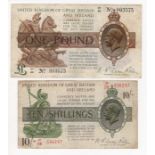 Warren Fisher (2), 10 Shillings issued 1922, serial P/28 556247 (T30, Pick358) Fine and 1 Pound