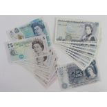 Bank of England 5 Pounds (22), Cleland polymer (3) including a consecutively numbered pair of