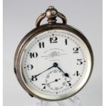 Gents silver cased open face pocket watch by Thomas Russell & Son, import marks for London 1919. The