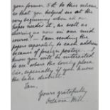 Hill (Ocatvia, 1838-1912). An original two-sided manuscript letter signed by Octavia Hill, dated 8th