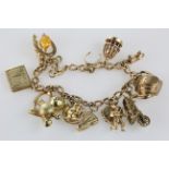 9ct Gold Charm Bracelet weight 29.5g