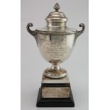 Silver Best Girl of the Year Trophy with lid, hallmarked 'London 1924' (rubbed), engraved to side '