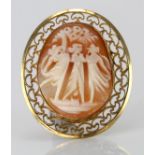 Cameo brooch/Pendant marked 12ct Gold weight 5.5g