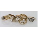 Selection of 9ct hallmarked and 9ct marked stone set Rings weight 19.2g (9)