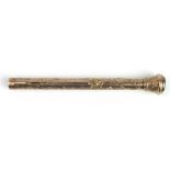 9ct gold propelling pencil, with two sliders one for the pencil, the other for the fountain pen nib,