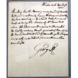 George III (1738-1820). An original manuscript letter signed by George III, dated to upper right