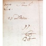 Shovell (Admiral Sir Cloudesley, 1650-1707). An original printed / manuscript document signed by