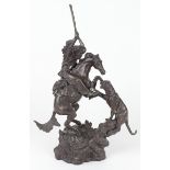 After Charles Marion Russell (1864-1926). Bronze depicting a Native American Indian on horseback,