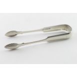 Cupar (possibly) silver Fiddle Pattern sugar tongs by Thomas Dall (possibly) Length 14.8cm weighs