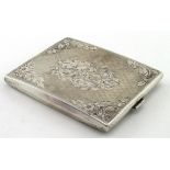 Silver cigarette case (800 grade). Coat of Arms on front with motto which reads "Per Aspera Ad