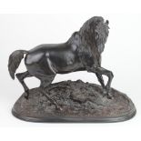 After Pierre Jules Mene (1810-1877). Bronze depicting a standing horse, signed to base 'P. J. Mene',