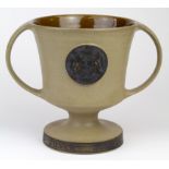 Poole Pottery stoneware silver jubilee loving cup, limited edition no. 14/50, designed by Guy
