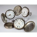 Gents full hunter pockets watches (5) Silver cased x 3 along with an .800 & white metal type. All