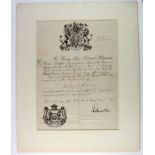 Palmerston (Viscount, 1784-1865). An original printed / manuscript passport document signed by