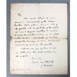 Herschel (Sir John Frederick William,1792-1871). An original manuscript letter signed by John