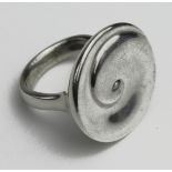 Georg Jensen silver ring (no. 350 ?), with a swirl design, makers marks stamped to reverse, ring