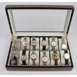 Collection of twelve gents wristwatches (all non quartz) mainly 1950s/60s. Housed in a plush display