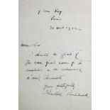Pankhurst (Christabel, 1880-1958). An original manuscript letter on watermarked paper signed by
