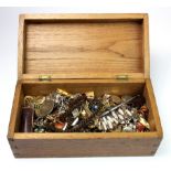 Mixed Jewellery in a large wooden box, needs careful sorting