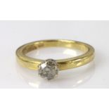 18ct Gold Solitaire Diamond Ring approx 0.25ct weight size I weight 2.9g