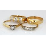 Lot of 18ct Gold Diamond set Rings (4) weight 10.5g