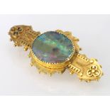 15ct Gold hallmarked Opal set Bar brooch weight 4.9g