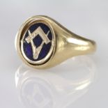 Hallmarked 9ct Gold Swivel Masonic Ring size U weight 7.2g