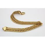 9ct gold double curb bracelet, length approx 19mm, weight 5g
