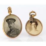 Two Photographic Picture Frames in 9ct Gold surrounds weight 12.2 g